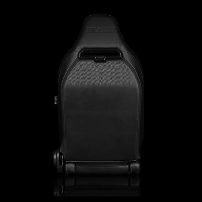 BRAUM VIPER-X Series Sport Reclinable Seats (Black Leatherette | Black Suede Inserts | Black Trim) – Priced Per Pair