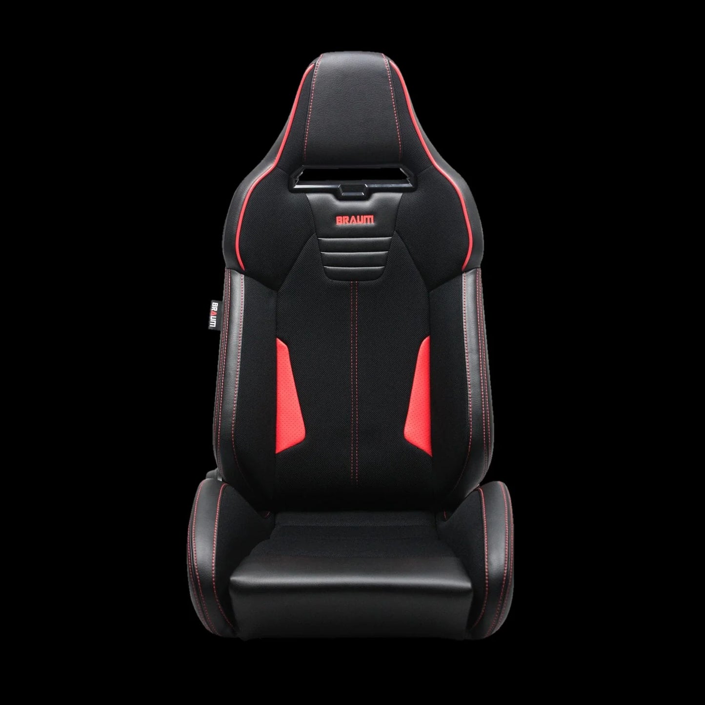 BRAUM ELITE-X Series Sport Reclinable Seats (Black Polo | Red Leatherette | Red Stitching) – Priced Per Pair