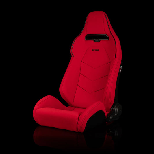 BRAUM VIPER-X Series Sport Reclinable Seats (Red Jacquard | Black Piping) – Priced Per Pair