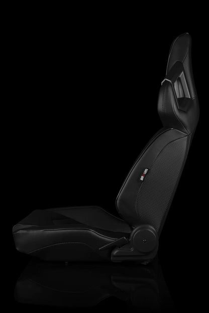 BRAUM ALPHA-X Series Sport Reclinable Seats (Black Leatherette | Black Stitching | Low Base Version) - Priced Per Pair