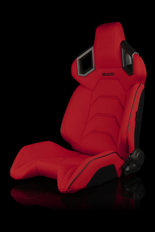 BRAUM ALPHA-X Series Sport Reclinable Seats (Red Cloth | Black Stitching) – Priced Per Pair