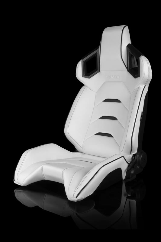 BRAUM ALPHA-X Series Sport Reclinable Seats (White Leatherette | Black Inserts) – Priced Per Pair