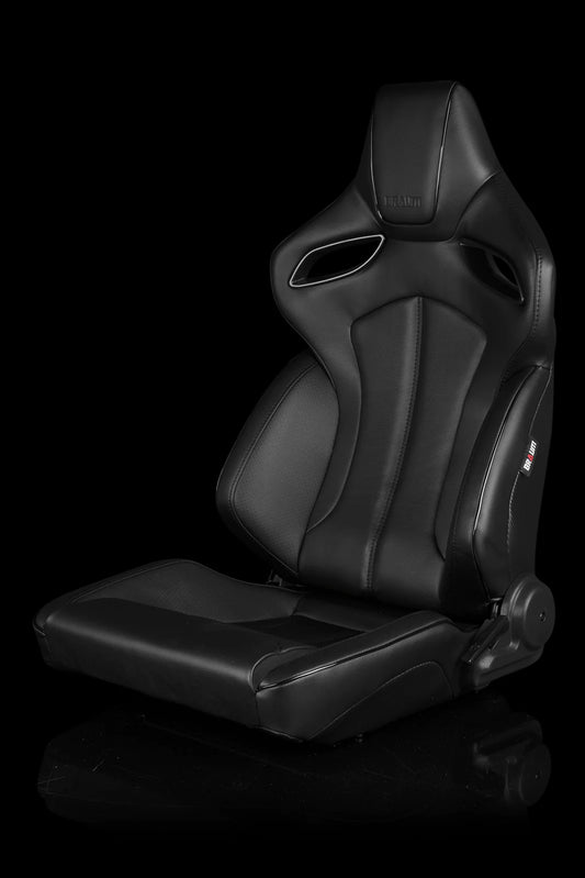 BRAUM ORUE Series Sport Reclinable Seats (Black Leatherette | Black Trim) – Priced Per Pair