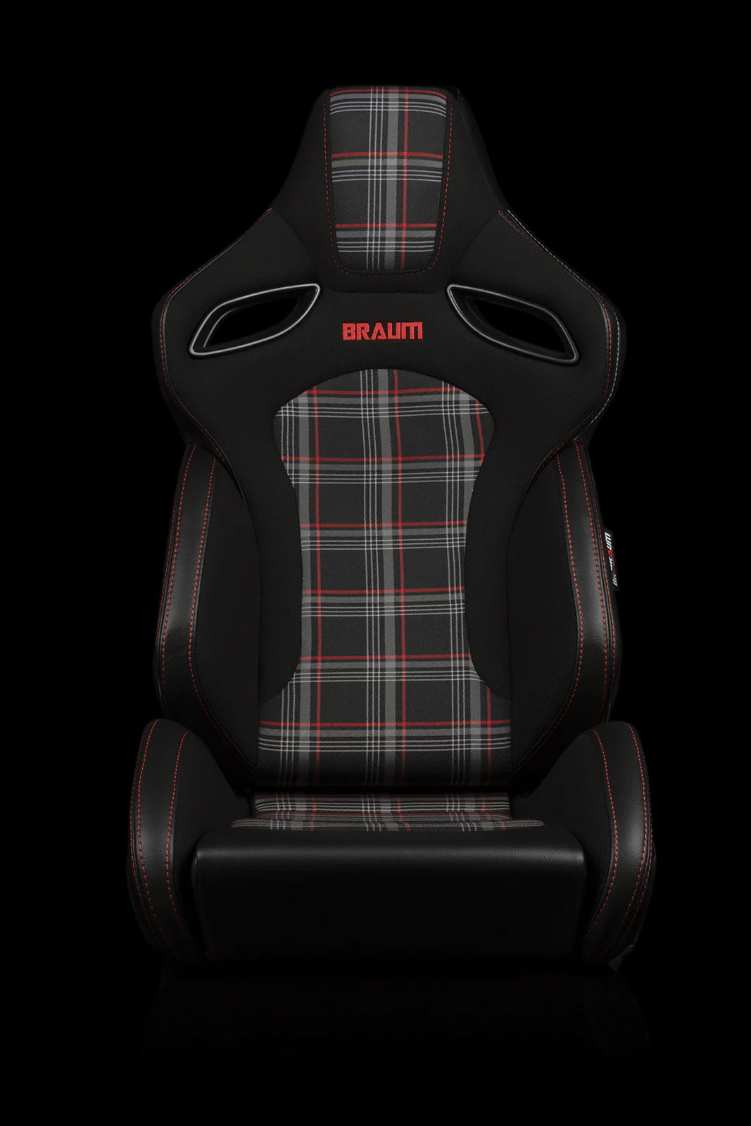 BRAUM ORUE-S Series Sport Reclinable Seats (Black Leatherette | Red Plaid) – Priced Per Pair