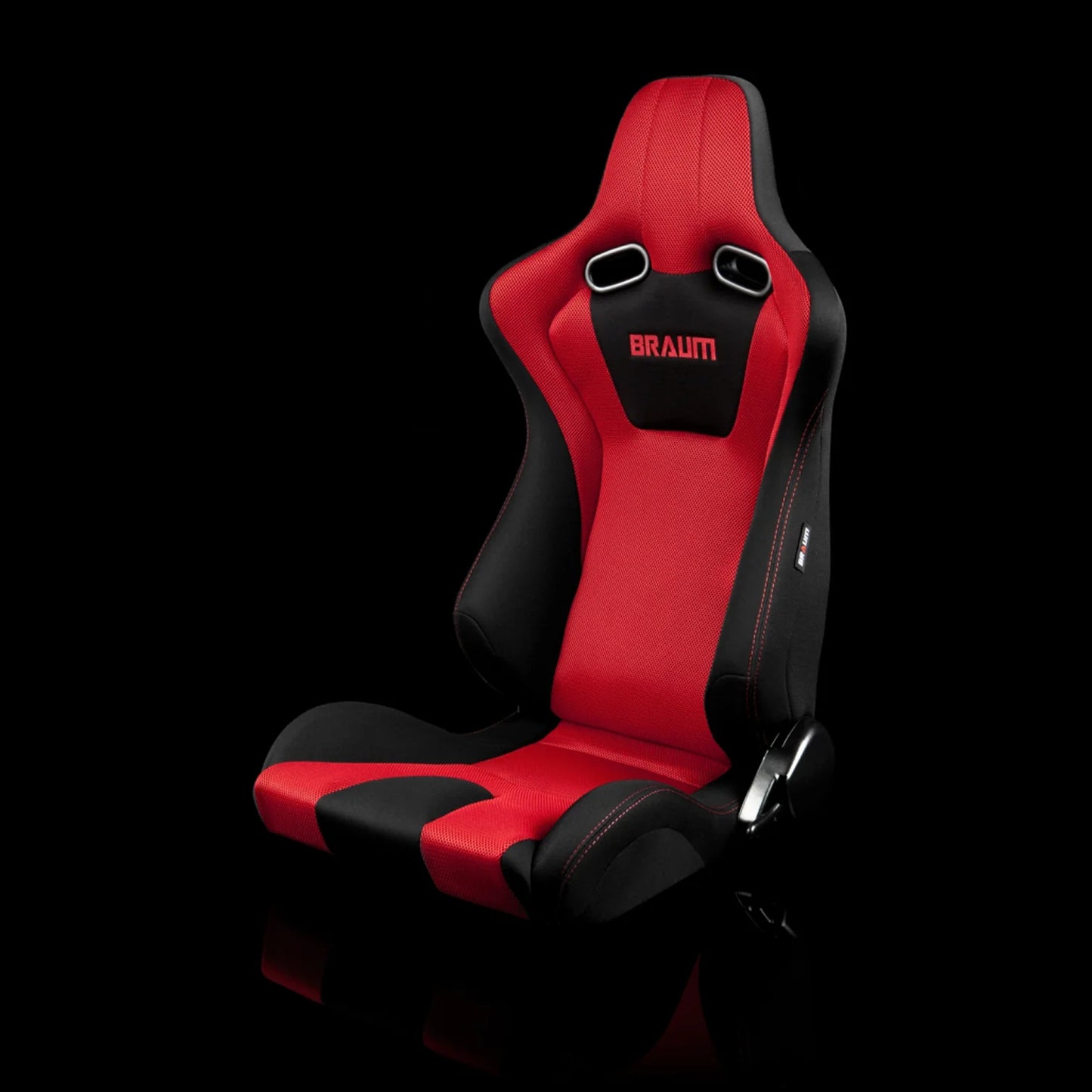 BRAUM VENOM Series Sport Reclinable Seats (Black | Red Cloth) – Priced Per Pair