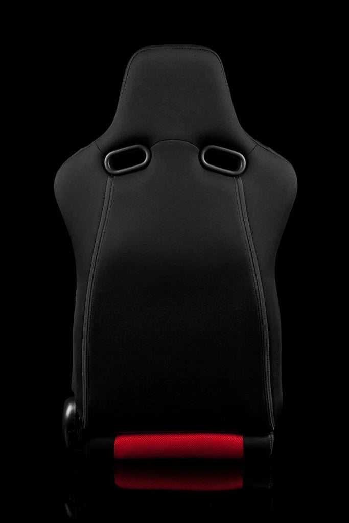 BRAUM VENOM Series Sport Reclinable Seats (Black | Red Cloth) – Priced Per Pair