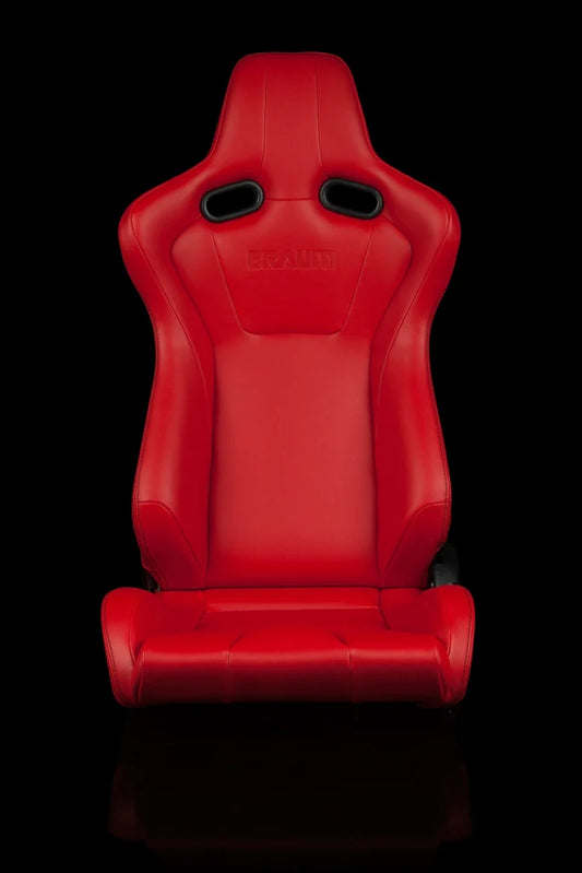 BRAUM VENOM Series Sport Reclinable Seats (Red Leatherette) – Priced Per Pair