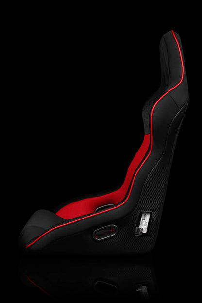 BRAUM FALCON-X Series FIA Certified Fixed Back Racing Seat (Black Cloth | Red Trim) – Priced Per Seat