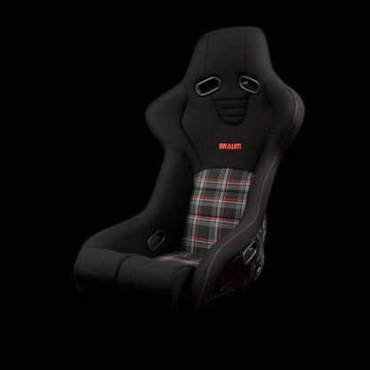 BRAUM FALCON-R Series Fixed Back Bucket Composite Seat Black | Red Plaid - Priced Per Seat
