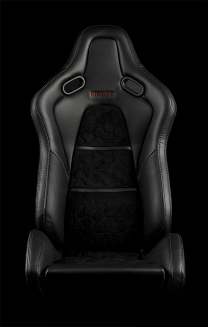 BRAUM FALCON-S Series Reclinable Composite Seats (Black Leatherette | Alcantara Inserts | Carbon Fiber Composite Honeycomb) – Priced Per Pair