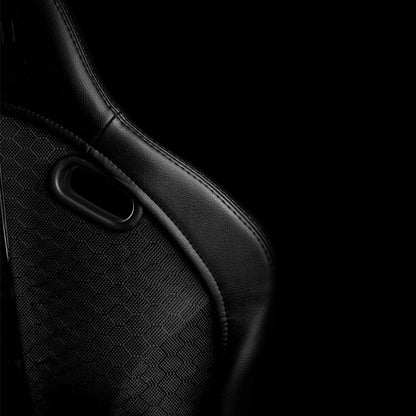 BRAUM FALCON-S Series Reclinable Composite Seats (Black Leatherette | Alcantara Inserts | Carbon Fiber Composite Honeycomb) – Priced Per Pair