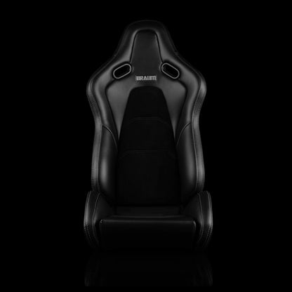 BRAUM FALCON-S2 Series Reclinable Composite Seats | Dual Knobs Mechanism - (Black Leatherette | Black Alcantara Inserts)