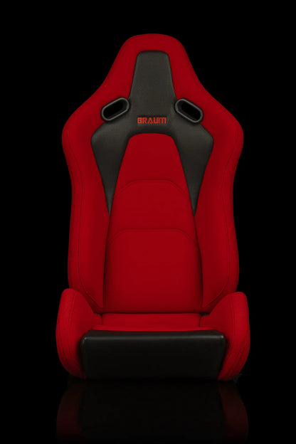 BRAUM FALCON-S Series Reclinable Composite Seats (Red Cloth | Black Stitching) – Priced Per Pair