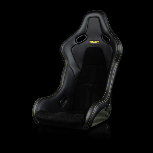 BRAUM FALCON-S Series Fixed Back Bucket Composite Seat (Black Leatherette | Alcantara Inserts | Carbon Kevlar Composite) - Priced Per Seat