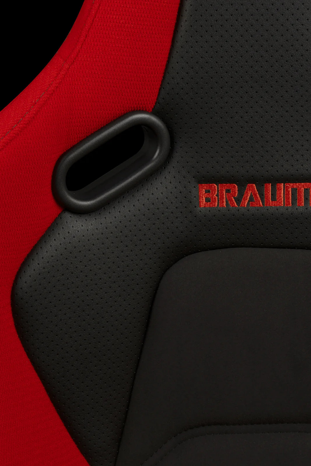BRAUM FALCON-S Series Fixed Back Bucket Composite Seat (Red Cloth | Alcantara Inserts | Black Stitching) - Priced Per Seat