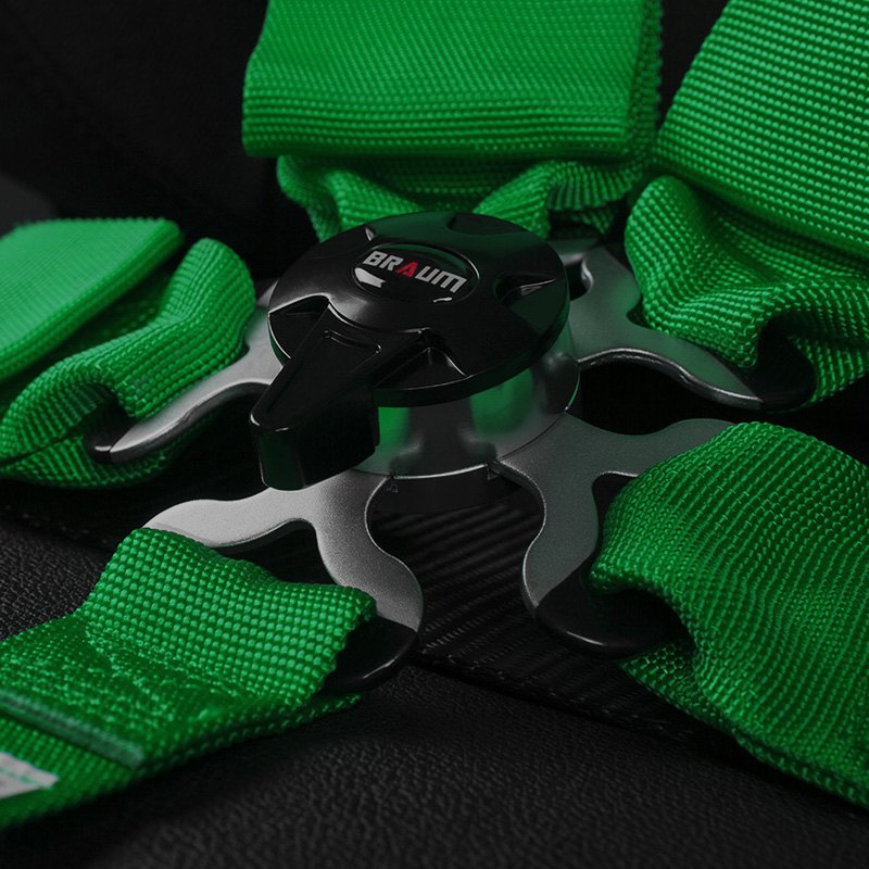 BRAUM Racing Harnesses 5PT - SFI 16.1 Certified Racing Harness 3" Strap Green – Priced Per Harness